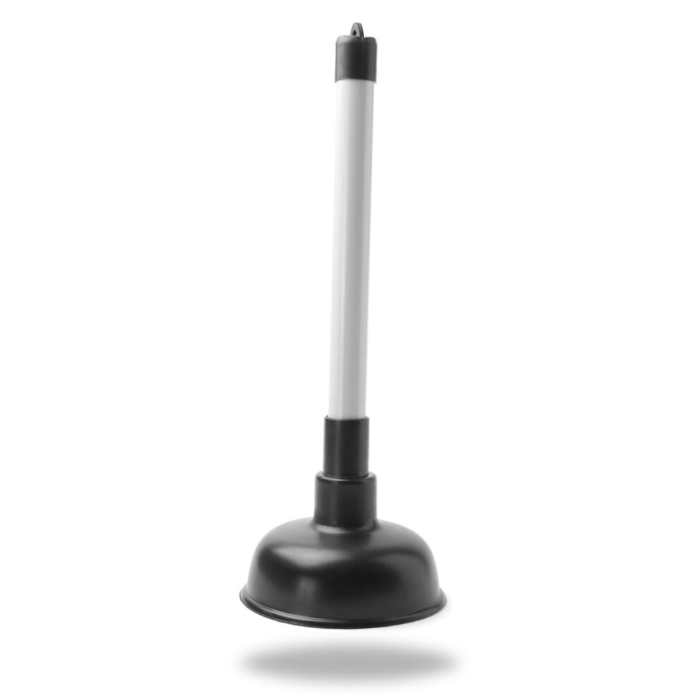 Drain Unblocker For Kitchen Sink Shower And Floor Drains, 225Mm Handle, 100Mm Cup, Heavy-Duty Plunger, Black White 9354506449605