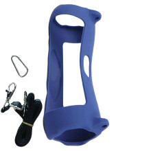 Silicone Case Portable Soft Gel Speaker Pouch 3.35x1.18x1.18 Dark Blue Shoulder Strap Carabiner For Golf Cart Railing