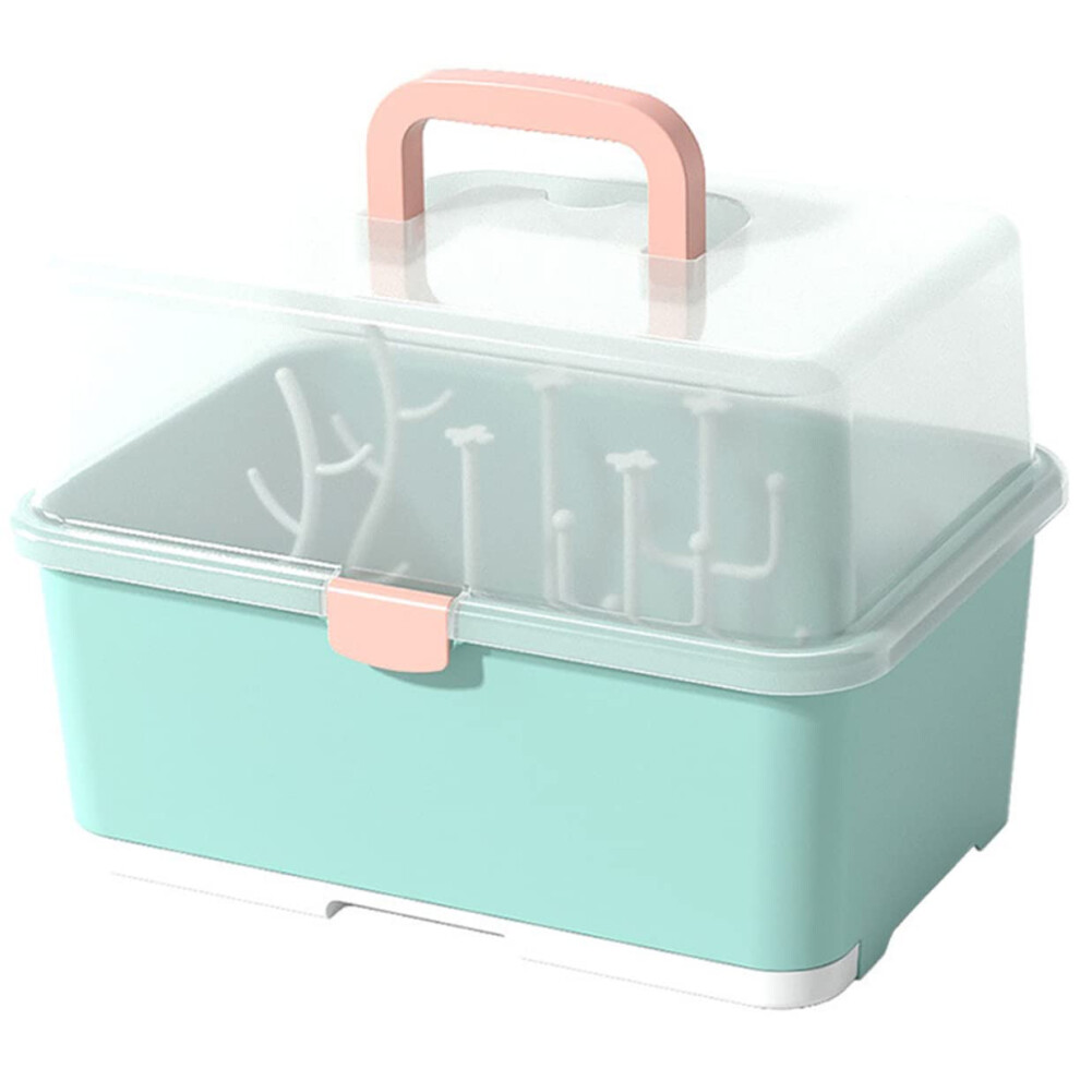 Bottle Drying Rack With Lid Milk Bottle Storage Box Cutlery Organizer Detachable Drip Tray Space Saving Design