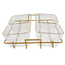 4Stk. Transparente Servierschalen Mit Goldfarbenem Gestell