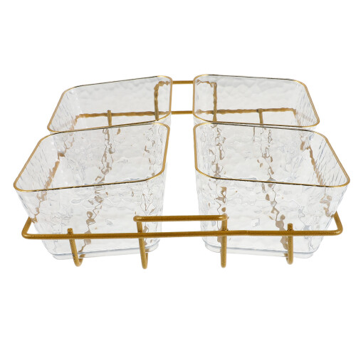 4Stk. Transparente Servierschalen Mit Goldfarbenem Gestell