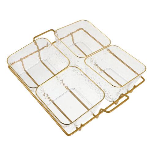 4Stk. Transparente Servierschalen Mit Goldfarbenem Gestell 1