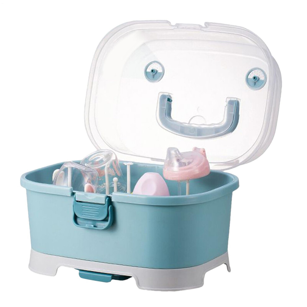 Baby Bottle Storage Removable Portable Dust-Proof Drying Rack Large Capacity Nursery Box For Milk Storage Fridge Blue