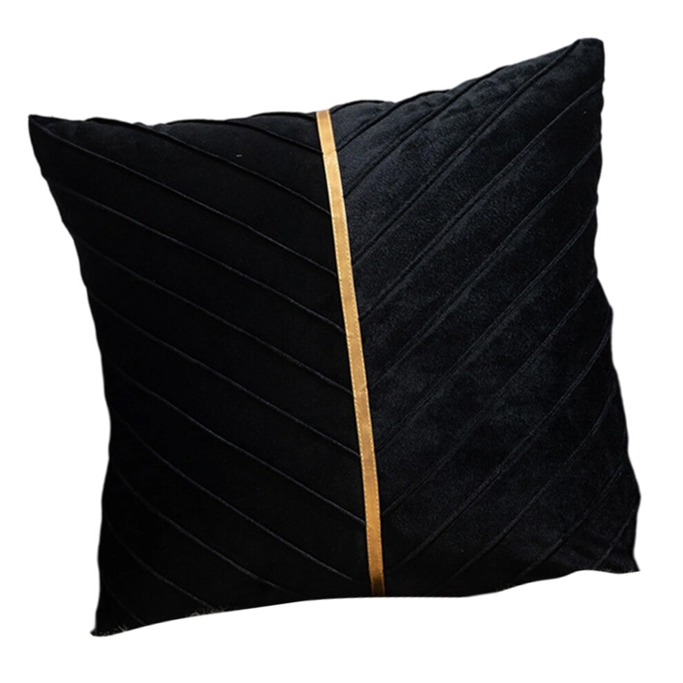 Stylish Velvets Cushion Cover With Invisible Zippers- Black