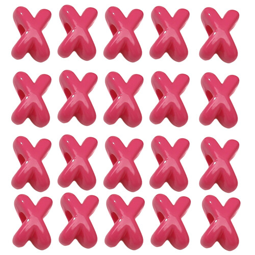 Perles d'espacement en acrylique en forme de X, trou-rose rouge