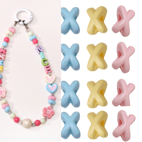 Perles d'espacement en forme de X, 10 pièces, trou de 2mm,-Bleu 1
