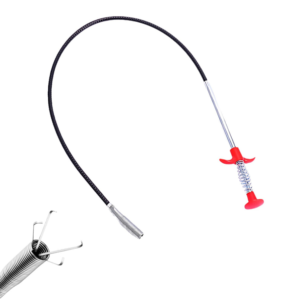 Flexible Strong Drain Unblocker 4-Claws Stainless Steel Hook Bendable Spring Pipe Cleaner 0.9M Kitchen Sink Bath Toilet 9016109555298