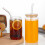 2 sets milk drinking cups with straws, multipurpose glass water cups 5