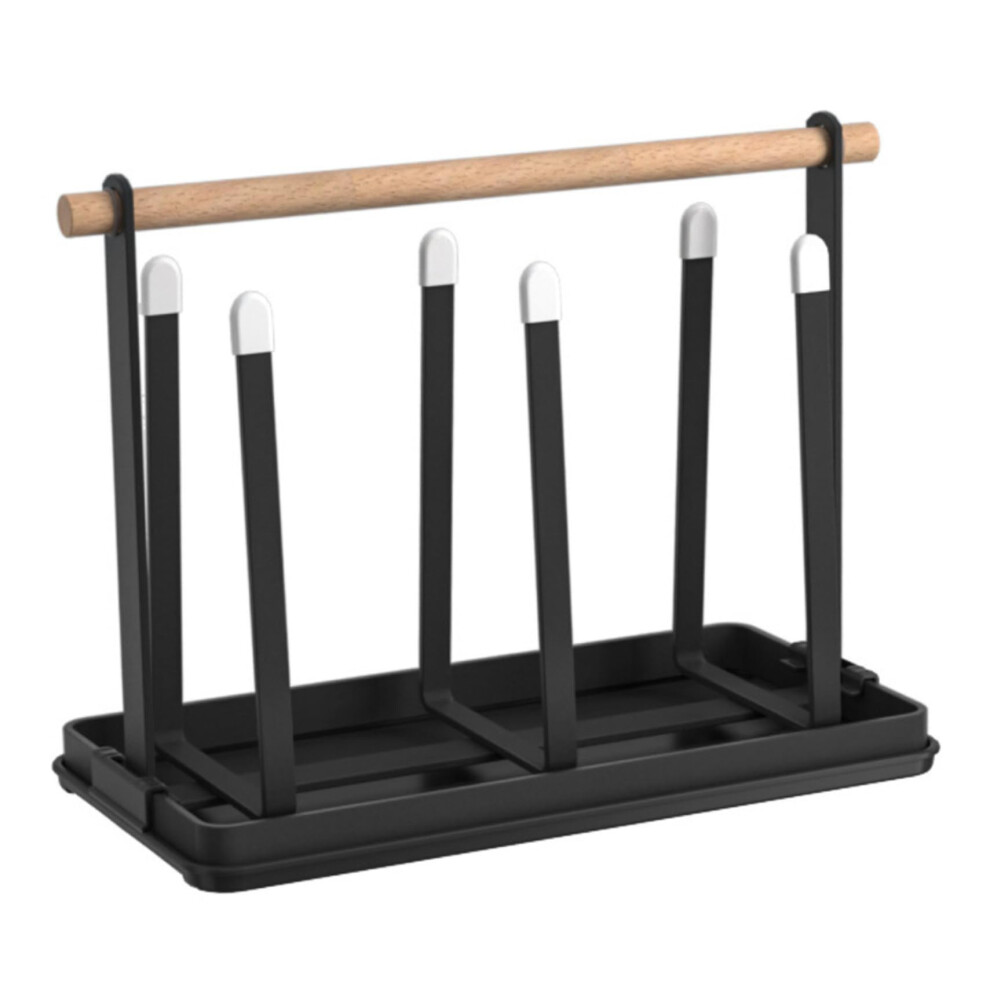 Cup Holders 6-Cup Upside-Down Bottle Drying Rack With Removable Drain Tray Anti-Slip Easy Install For Cups Bottles Mugs