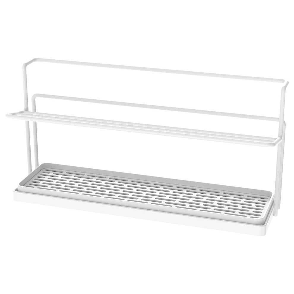 Bottle Drying Rack Carbon Steel Double Layer With Removable Drain Tray For Cups And Bottles White
