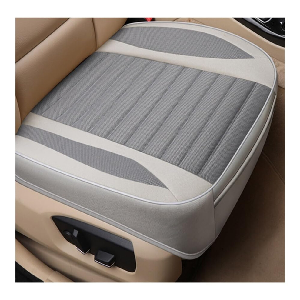 Car Seat Covers Full Set Breathable Flax Front Seat Cover Four Seasons Universal Anti-Skid Pad Driver Mat Gray 9354506451318