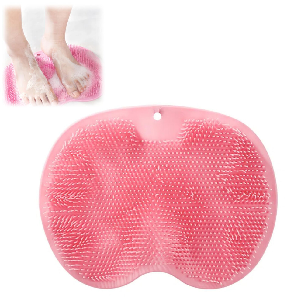 Pink Foot Scrubber For Shower Non-Slip Suction Cups Foot Cleaner Massager Exfoliates Soothes Tired Feet Circulation