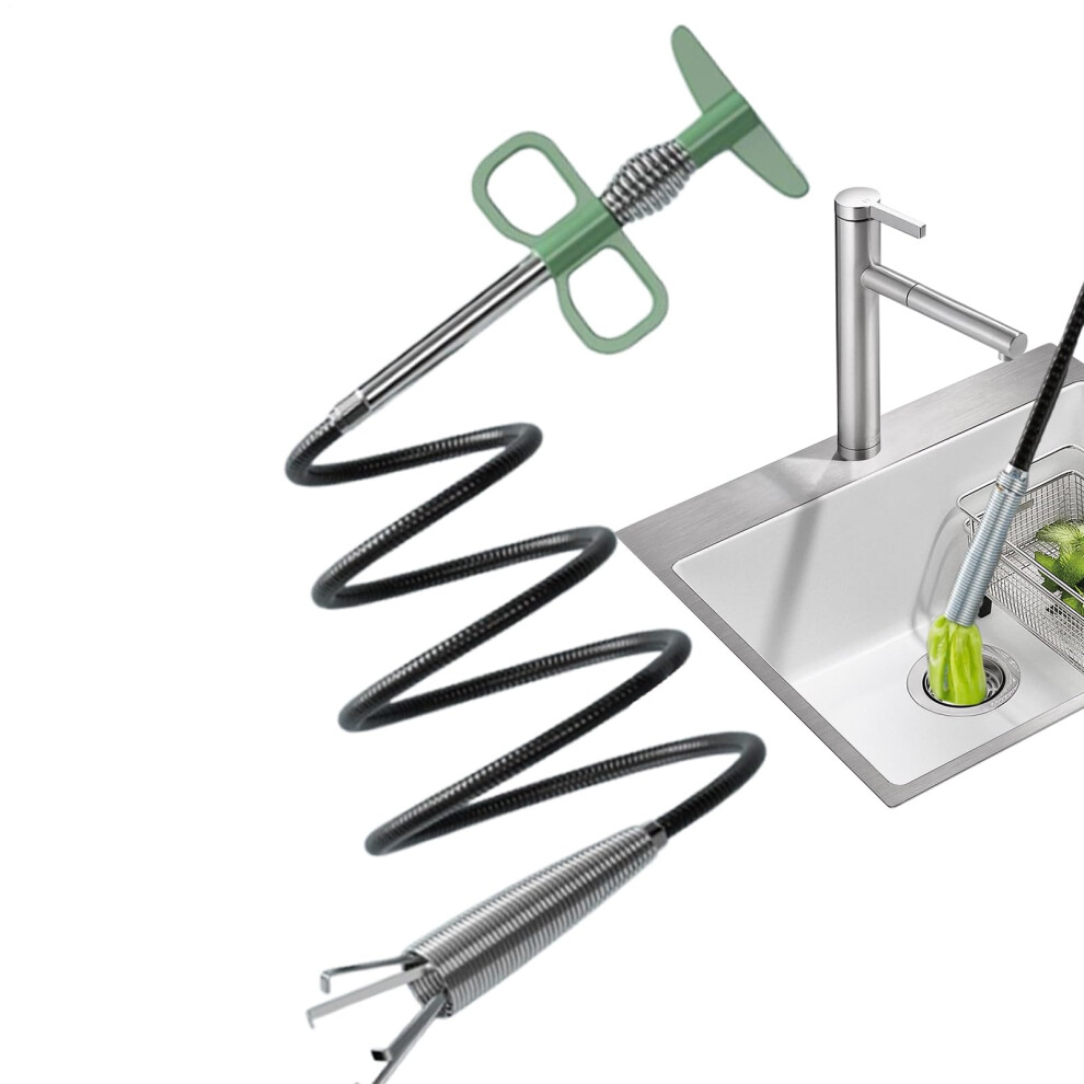 Snake Drain Hair Removal Tool 4-Claw Drain Cleaner, 2 Meters, Kitchen Bathroom Drain, For Homeowners Maintenance Staff 9393856518913