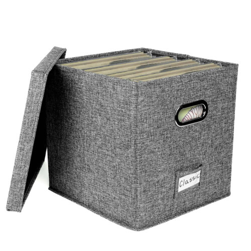 Record Storage Box, Stackable Vinyl Record Storage, Portable Album Organizer, Transparent Label Bag