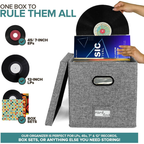 Record Storage Box, Stackable Vinyl Record Storage, Portable Album Organizer, Transparent Label Bag 2