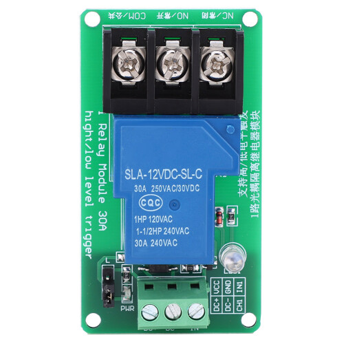 (12V) 1 Channel Relay Module with Optocoupler 30A 12V High/Low Trigger