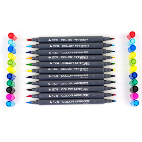 12x Dual-Spitzen-Art-Marker wasserbasiert