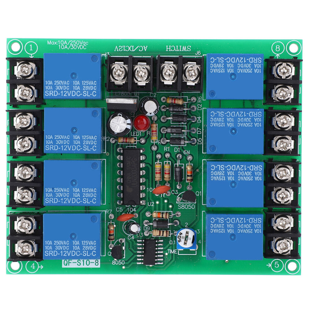 8 Channel Power Time Sequence Board 0.2-4S Adjustable 610830925758