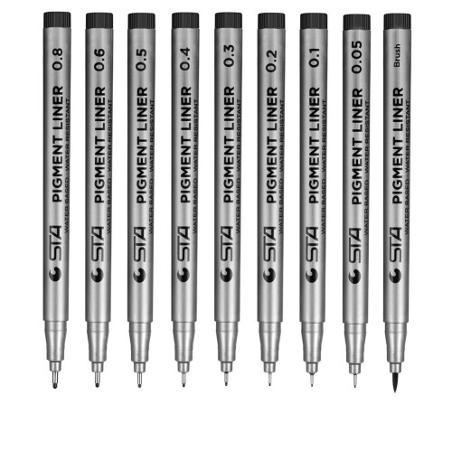9Pcs Hand Painted Waterproof Micro Line Drawing Pens