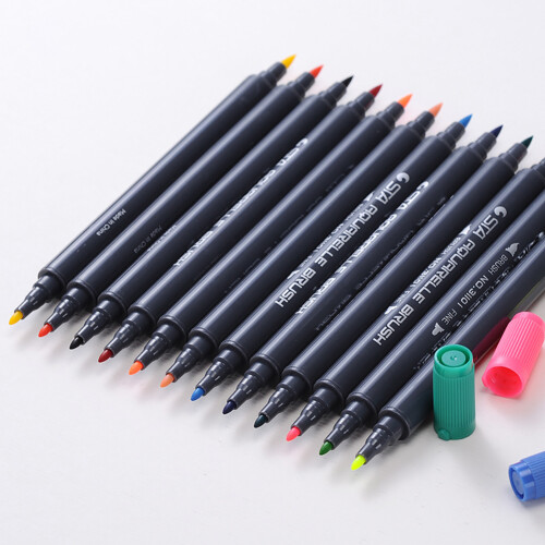 12x Dual-Spitzen-Art-Marker wasserbasiert 1