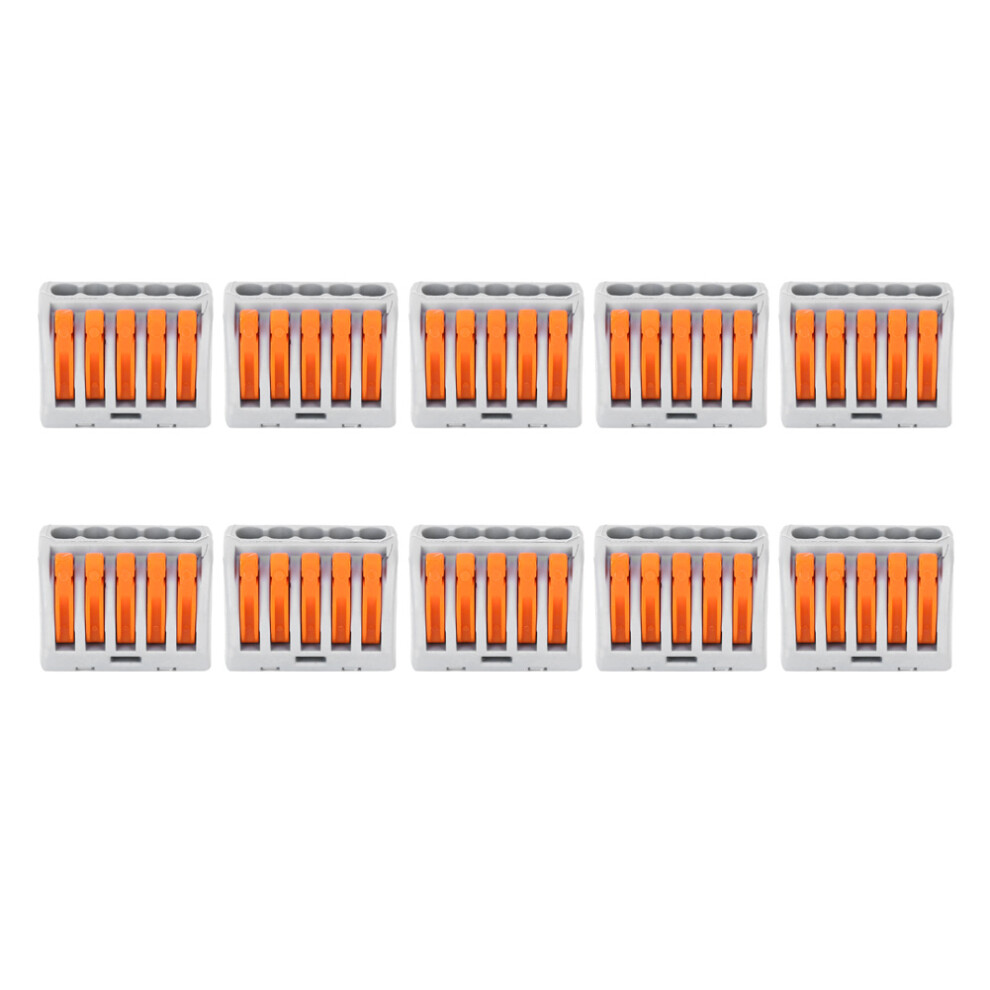 10Pcs Pct-215 Wiring Connectors 5 Way Terminal Blocks Quick Connect 610830916350
