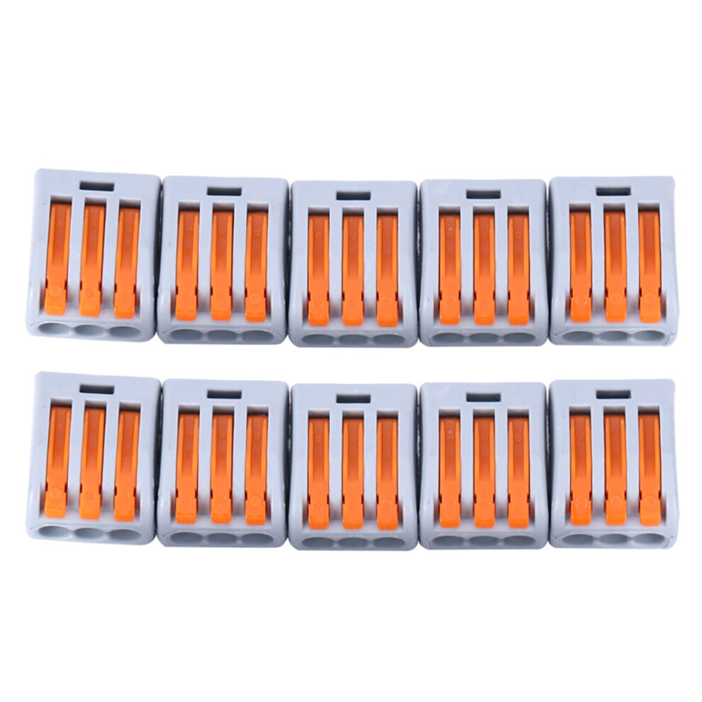 10Pcs Pct-213 Compact Wiring Connector 3 Way Push In Electrical Cable 610830916565