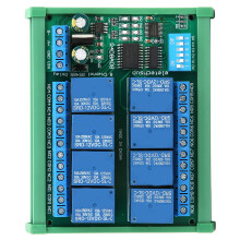 (R4D8A08‑R with DIN rail box) 12V 8Channel RS485 Relay PLC Expansion Board R4D8A08-R DIN Rail