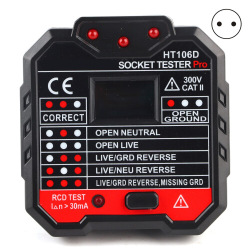 (EU Plug) Digital Electric Socket Tester Fault Detector Wall Plug