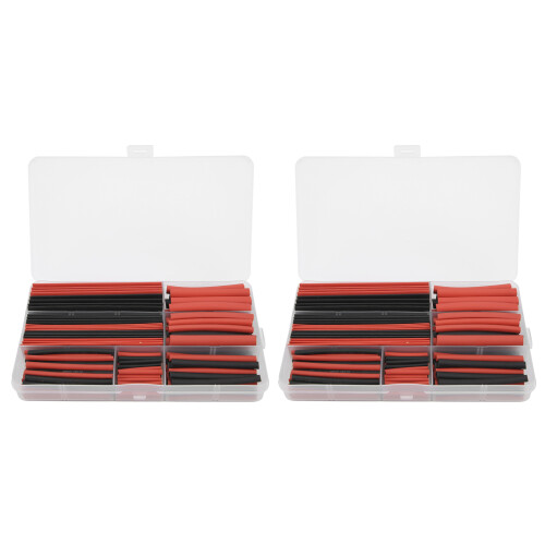 300x Schrumpfschlauch Polyolefin Kabel Schwarz Rot 1