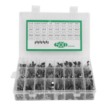500Pcs Electrolytic Capacitor Kit 24 Value 0.1uF-1000uF 10V-50V