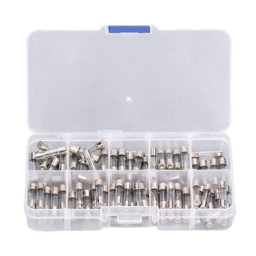 100Pcs Glass Fuse Tube 0.2A~20A 5X20mm Set For Automotive Toy 610830861087