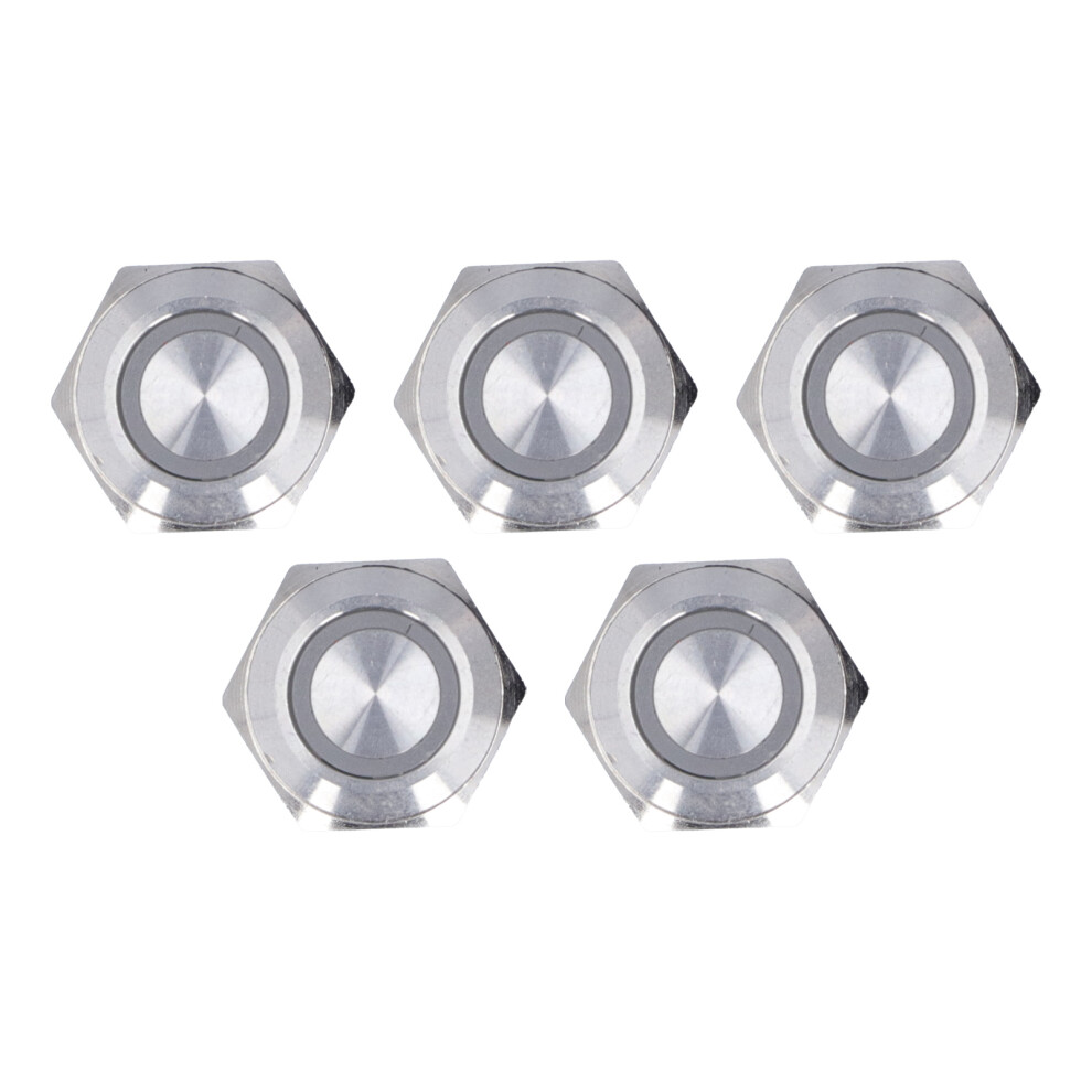 (Dc12~24V ) 5Pcs Metal Ultra Thin Waterproof Push Button 16Mm Led Ac220v White 323163149837