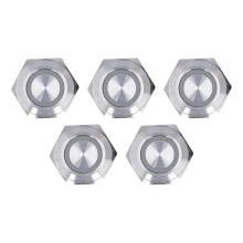 (AC220V Red) 5x Metall wasserdicht Push-Button 16mm LED AC220V Weiß