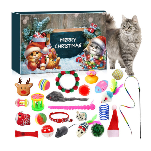 Calendrier de l'Avent pour chat 24 jouets pour un Noël miaou, 24