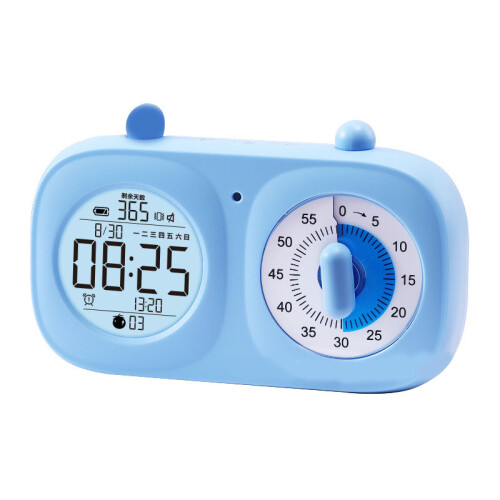 Zweischirm-Visual-Timer mit Zeiger und Batterie, blau