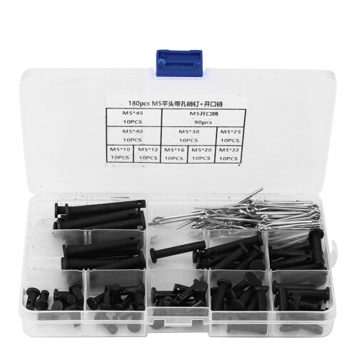 90Pcs Flat Head Dowel Pins M5 Cotter Pins Storage Box