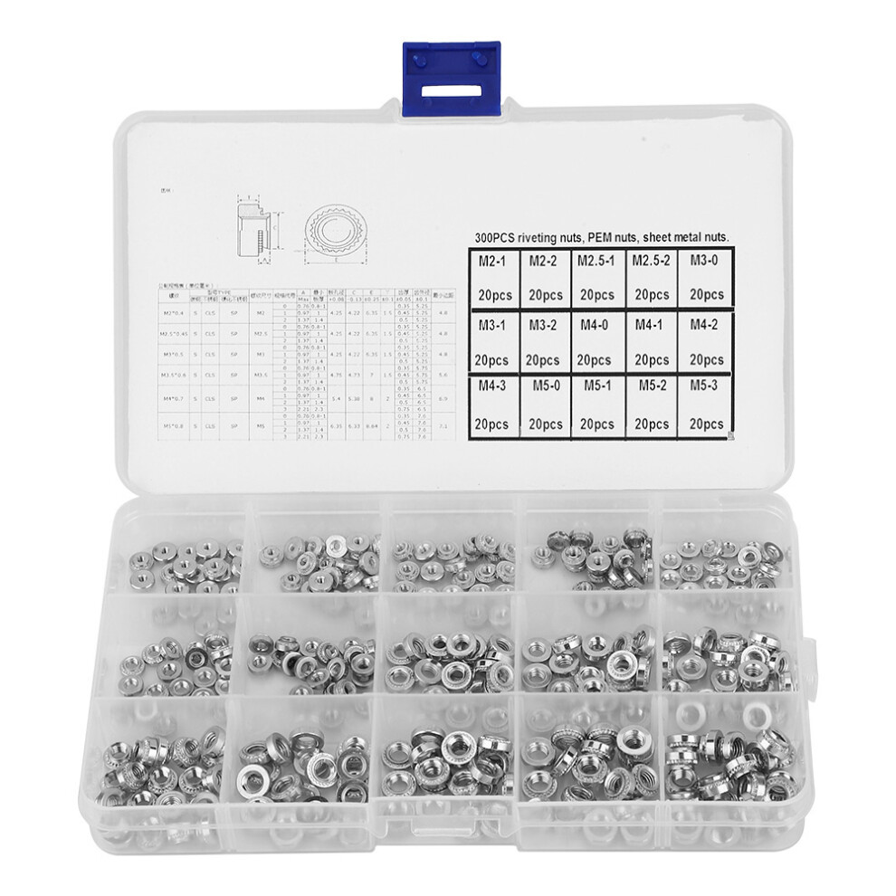 300Pcs Nuts Pressure Riveting Self Clinching Nuts Metal Fastener Tool 610830931414