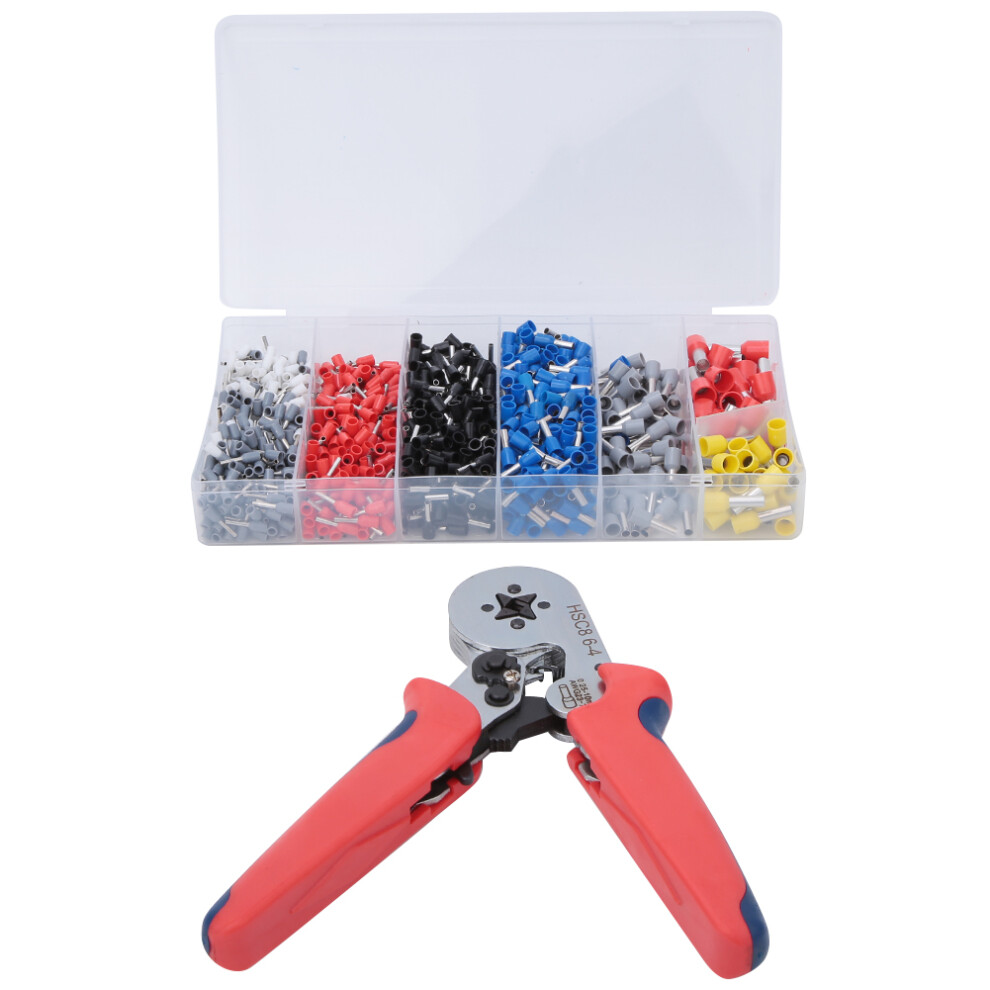 (Hsc8 6Â4B+1200Pcs(Copper)) Crimping Pliers 1200Pcs Terminals Self-Adjusting Wire Crimper 610830931919