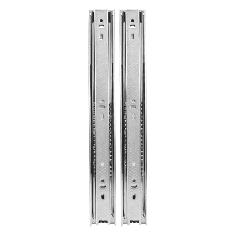 (White) 2Pcs 22In 3-Section Telescopic Drawer Slide Cold Rolled Steel 610830925451