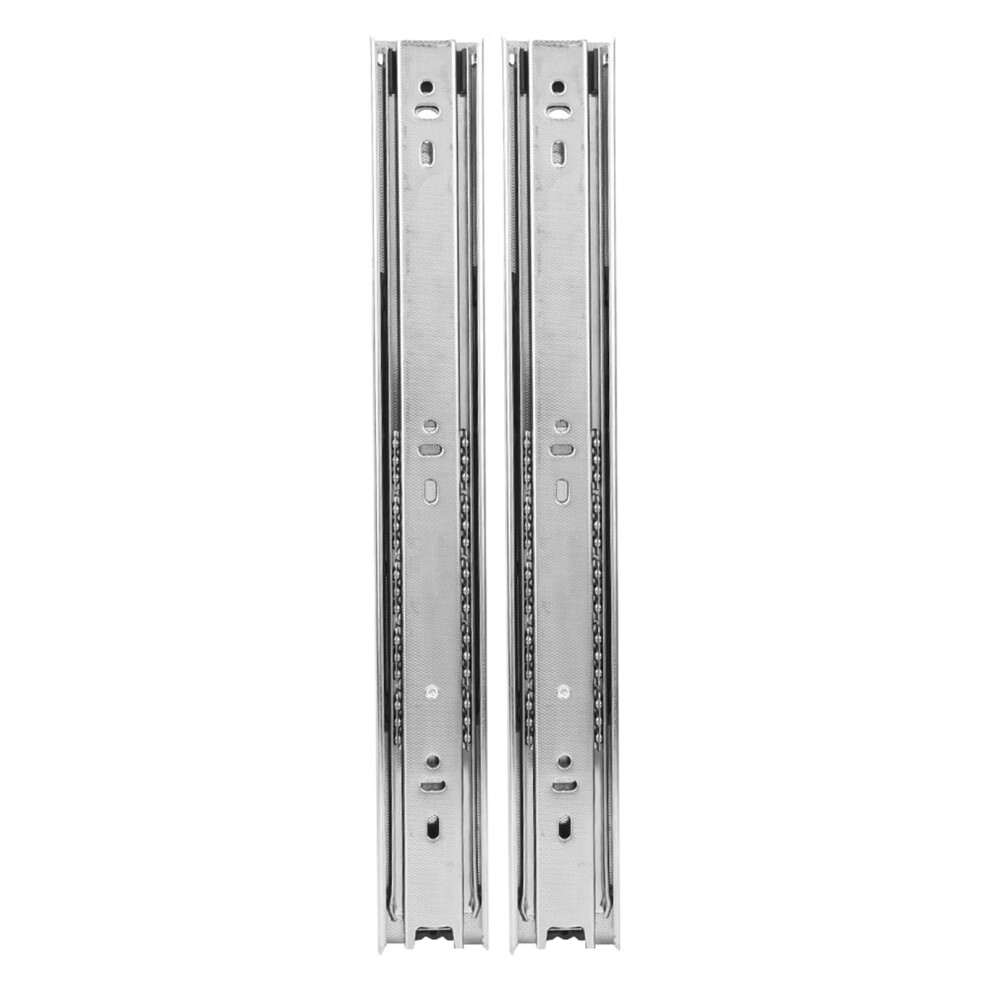 (White) 2 Pcs 14In Telescopic 3-Section Steel Drawer Slide White/Black 610830925512