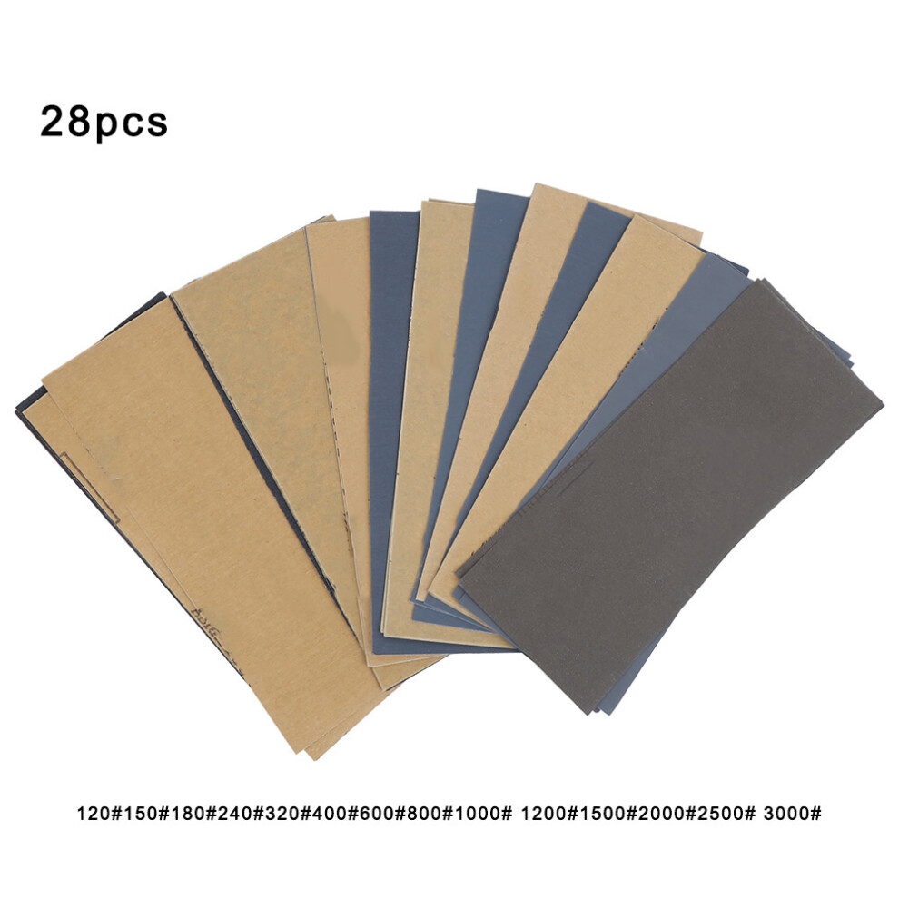 28Pcs 120#-3000# Sandpaper Polishing Abrasive Sheets Set 610830918507