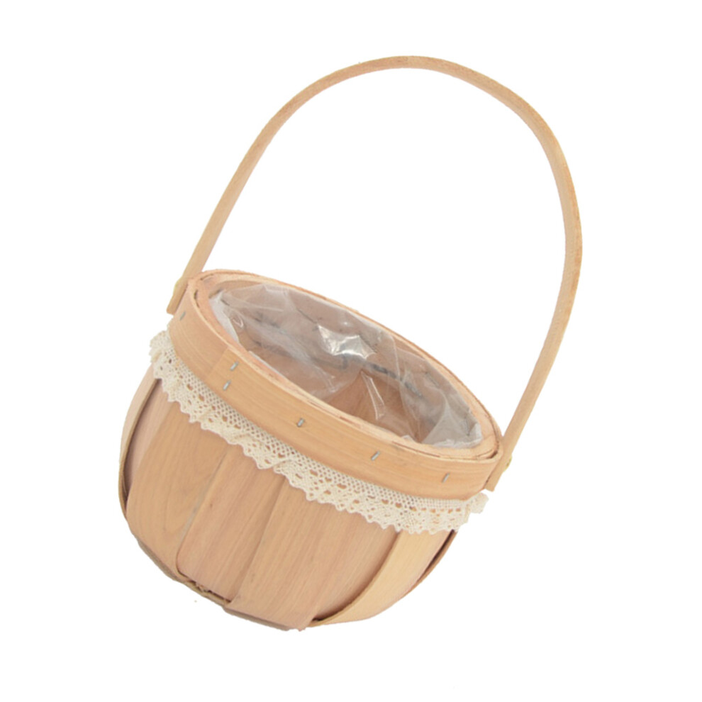 MałA OkrąGłA Pleciona Koszyk Na Kwiaty Z Z WykońCzeniem Koronką-image