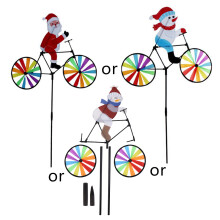 3D Large Snowman Santa Claus On Bike Windmill Wind Spinner