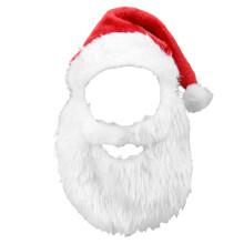 Weihnachtsmann-Bart und Schnurrbart mit Hut-Set für Mottopartys,