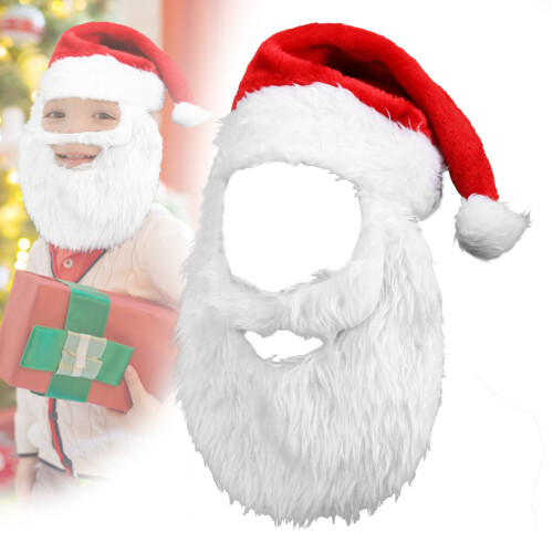 Weihnachtsmann-Bart und Schnurrbart mit Hut-Set für Mottopartys, 2