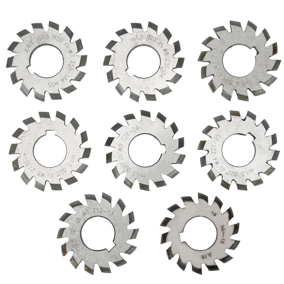 8Pcs Gear Cutter Hss Tool M1.5 20 5Mm 6Mm 610830900069