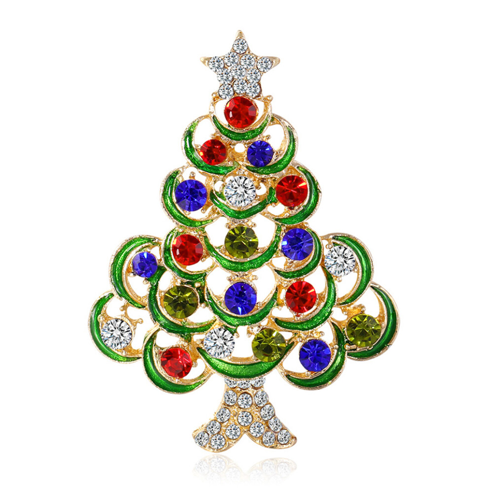 Christmas Tree Brooch Rhinestones Chirstmas Brooch Clothes Decor