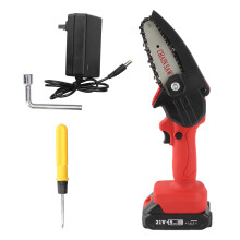 (US Plug AC100-240V) Electric Chain Saw Red Mini Rechargeable