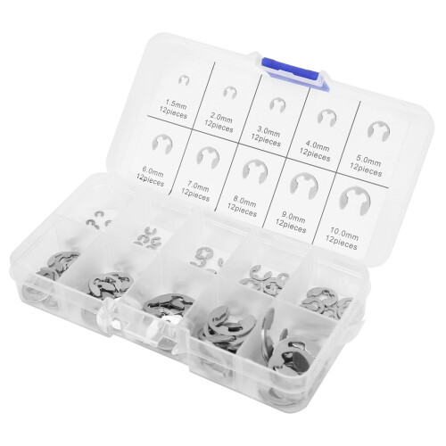 120 Stk. E-Clip-Ringkit Edelstahl M1,5-M10 2