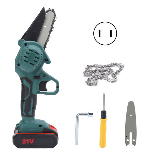 (US Plug) Mini Electric Chainsaw 550W 21V 4in L